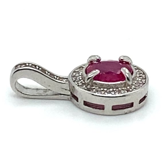 Jegdalek Ruby .50ct White Gold Finish Solid 925 Sterling Silver Pendant - Picture 6 of 8